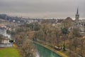 Old houses in the historic city centre of the swiss city of Bern with Aare river