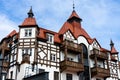 Old houses. The house in Colombage. Half-timbered houses.