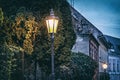 Old houses and lights, analog filter Royalty Free Stock Photo