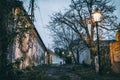 Old houses and lights, analog filter Royalty Free Stock Photo