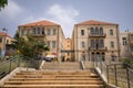 Old houses near the ruins of the Roman city of Heliopolis or Baalbek in the Beqaa Valley. Baalbek, Lebanon