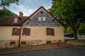 Old houses in the Old Salem Historic District, in downtown Winston-Salem, North Carolina. Royalty Free Stock Photo