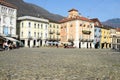 Old houses Piazza grande square at Locarno