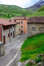 Old houses in remote mountain village Sotres, Picos de Europa mountains, Asturias, North of Spain Royalty Free Stock Photo