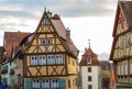 Old houses in Rothenburg ob der Tauber, picturesque medieval city