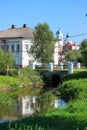 Old houses in the small cosy russian town Myshkin on Volga river