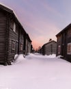 Old houses in snow Royalty Free Stock Photo