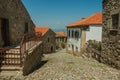 Old houses and stone staircase on cobblestone alley Royalty Free Stock Photo