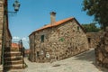 Old houses and stone staircase on cobblestone alley Royalty Free Stock Photo