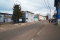 Old houses on the street in Gorodets, Russia