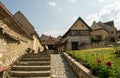 Old houses and streets in the Istria Medieval fortress Rasnov in Romania. Tourist attraction of Romania Royalty Free Stock Photo