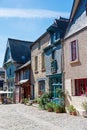 Facades of medieval houses in the towns of Vitre in Brittany Royalty Free Stock Photo