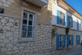 Old Houses view in historical Alacati Town. Alacati is populer tourist destination in Turkey.