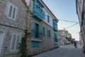 Old Houses view in historical Alacati Town. Alacati is populer tourist destination in Turkey. Royalty Free Stock Photo