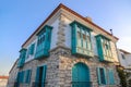 Old Houses view in historical Alacati Town. Alacati is populer tourist destination in Turkey.