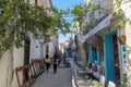 Old Houses view in historical Alacati Town. Alacati is populer tourist destination in Turkey. Royalty Free Stock Photo