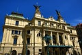 Old houses, the Vinohrady Theatre , Prague, Czech Republic