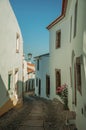 Old houses with whitewashed wall in an alley of Marvao Royalty Free Stock Photo