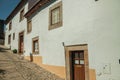 Old houses with whitewashed wall in an alley of Marvao Royalty Free Stock Photo