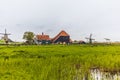 Old houses, wooden boats and farms in the picturesque village of Zaanse Schans in the Netherlands Royalty Free Stock Photo