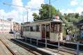 Old HTM tram build in 1920 named HAWA which is restaurated and used for museum travels in The Hague.