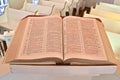 Old huge Bible opened to the Book of John Royalty Free Stock Photo