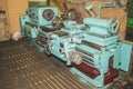 Old huge industrial lathe in a factory Royalty Free Stock Photo