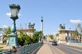 Budapest old Hungarian town historic buildings urban panorama cityscape road bridge sculpture ancient lamp Royalty Free Stock Photo