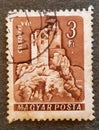 Old Hungarian stamp 1960 with the image of Csesznek Castle