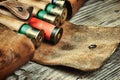 Old hunting cartridges and bandoleer Royalty Free Stock Photo