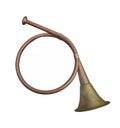 Old hunting horn isolated. Royalty Free Stock Photo