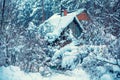 Old hut in the forest. Rural landscape Royalty Free Stock Photo