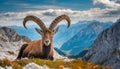 Old ibex resting in Slovenian Julian Alps