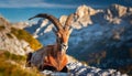 Old ibex resting in Slovenian Julian Alps