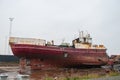 Old trawler being scrapped in Esbjerg Port in Denmark Royalty Free Stock Photo