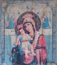 Old icon of the virgin Mary baby Jesus Royalty Free Stock Photo