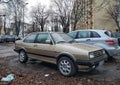 Old classic veteran vintage historic metal brown famous German car VW Jetta two door Royalty Free Stock Photo