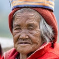 Old ifugao woman in national dress, close up. Rice terraces Banaue, Philippines Royalty Free Stock Photo