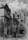 Old Illustration of Close Scene of Historic Scottish City