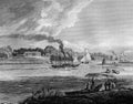 Old Illustration of Early Nineteenth Century River Scene