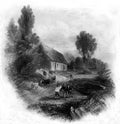 Old Illustration of Eighteenth Century Scottish Lowlands Landscape Royalty Free Stock Photo