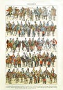 Old illustration about the French Cavalry from the gaulish era to late 19th century