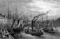 Old Illustration of Harbour of Historic Port of Scotland