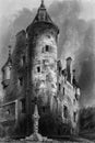 Old Illustration of Historic Scottish Castle