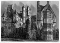 Old Illustration of Historic Scottish House