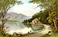 Old Illustration of Loch Scene of the Scottish Highlands