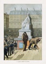 Old illustration of a people at the Bourse de Paris