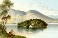 Old Illustration of Picturesque Loch Scene of Central Scotland