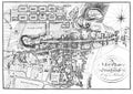 Old Illustration of Rare Plan of Historic Scottish City