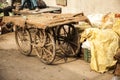 Old Indian cart. Vegetable trader arba at a market in Delhi, India